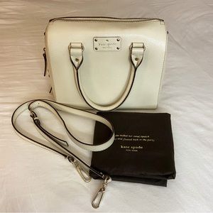 Kate Spade Ivory Cow Leather Shell Satchel Crossbody Purse